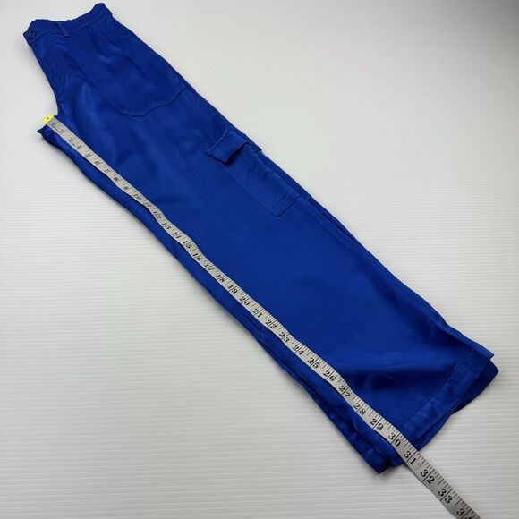 YFB Young Fabulous & Broke Satin Cargo Pants Blue Rayon Blend Women’s Small - Picture 10 of 10